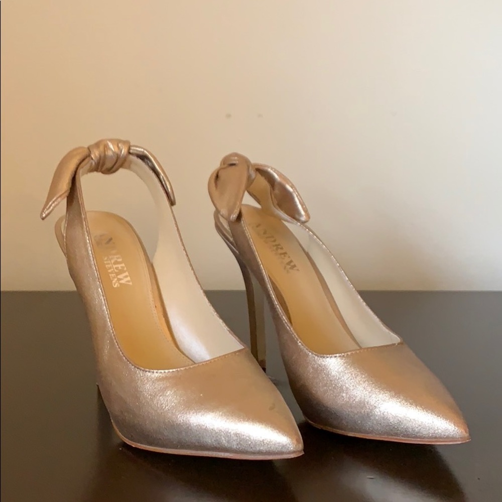 Andrew stevens gold pumps